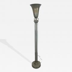 Donald Deskey ART DECO MODERNIST NICKELED BRONZE GLASS BALL GLASS ROD TORCHIERES - 4478042