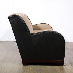 Donald Deskey Art Deco Black Leather Taupe Cashmere Radio City Music Hall Sofa - 2909462