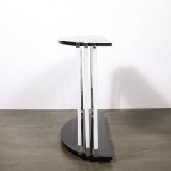 Donald Deskey Art Deco Demilune Chrome and Black Lacquer Console Table by Donald Deskey - 4403582