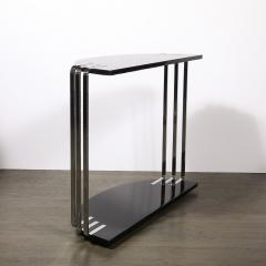 Donald Deskey Art Deco Demilune Chrome and Black Lacquer Console Table by Donald Deskey - 4403583