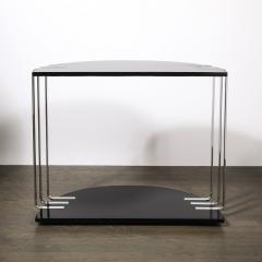 Donald Deskey Art Deco Demilune Chrome and Black Lacquer Console Table by Donald Deskey - 4403584
