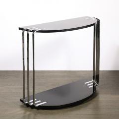 Donald Deskey Art Deco Demilune Chrome and Black Lacquer Console Table by Donald Deskey - 4403586