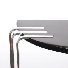 Donald Deskey Art Deco Demilune Chrome and Black Lacquer Console Table by Donald Deskey - 4403587