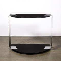 Donald Deskey Art Deco Demilune Chrome and Black Lacquer Console Table by Donald Deskey - 4403589