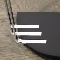 Donald Deskey Art Deco Demilune Chrome and Black Lacquer Console Table by Donald Deskey - 4403590