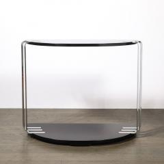 Donald Deskey Art Deco Demilune Chrome and Black Lacquer Console Table by Donald Deskey - 4403596