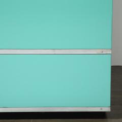 Donald Deskey Art Deco Robins Egg Blue Lacquer Brushed Aluminum High Chest by Donald Deskey - 4038086