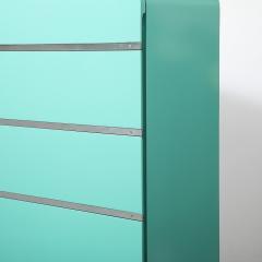 Donald Deskey Art Deco Robins Egg Blue Lacquer Brushed Aluminum High Chest by Donald Deskey - 4038098