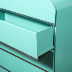 Donald Deskey Art Deco Robins Egg Blue Lacquer Brushed Aluminum High Chest by Donald Deskey - 4038101