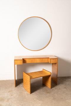 Donald Deskey Art Deco Vanity with Stool Mirror in Highly Figured Avodire - 4547338