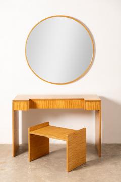 Donald Deskey Art Deco Vanity with Stool Mirror in Highly Figured Avodire - 4547339