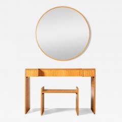 Donald Deskey Art Deco Vanity with Stool Mirror in Highly Figured Avodire - 4547518