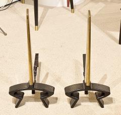 Donald Deskey Brass and Iron Geometric Andirons - 3076506