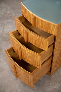 Donald Deskey Donald Deskey Art Deco Illuminated Nightstand in Highly Figured Avodire 1940s - 4547353