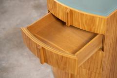 Donald Deskey Donald Deskey Art Deco Illuminated Nightstand in Highly Figured Avodire 1940s - 4547360