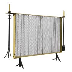 Donald Deskey Donald Deskey Fireplace Screen and Mounted Tools 1950s - 2096348