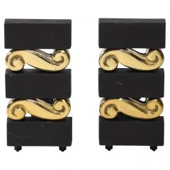 Donald Deskey Donald Deskey Iron Brass Scroll Andirons - 4751060
