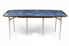 Donald Deskey Donald Deskey Modern Blue Enamel and Stainless Steel Dining Table - 4273556