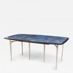 Donald Deskey Donald Deskey Modern Blue Enamel and Stainless Steel Dining Table - 4288154