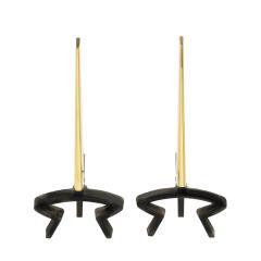 Donald Deskey Donald Deskey Pair of Andirons in Wrought Iron and Brass 1950s Signed  - 3414611