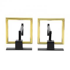 Donald Deskey Donald Deskey Style Andirons Geometric Brass Buckles - 2833798