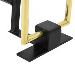 Donald Deskey Donald Deskey Style Andirons Geometric Brass Buckles - 2833805