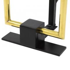 Donald Deskey Donald Deskey Style Andirons Geometric Brass Buckles - 2833806