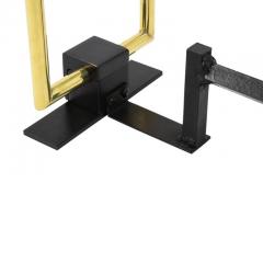 Donald Deskey Donald Deskey Style Andirons Geometric Brass Buckles - 2833808