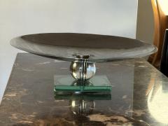 Donald Deskey MODERNIST ART DECO CHROME AND GLASS BALL COMPOTE - 4335967