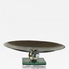 Donald Deskey MODERNIST ART DECO CHROME AND GLASS BALL COMPOTE - 4344728