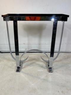 Donald Deskey MODERNIST ART DECO CURLICUE CHROME AND BLACK LACQUER CONSOLE - 1909700