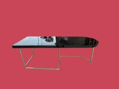 Donald Deskey MODERNIST BLACK LACQUER ART DECO CHROME TUBULAR FRAME PARTNERS DESK - 4398532