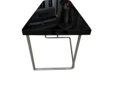 Donald Deskey MODERNIST BLACK LACQUER ART DECO CHROME TUBULAR FRAME PARTNERS DESK - 4398538