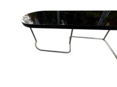 Donald Deskey MODERNIST BLACK LACQUER ART DECO CHROME TUBULAR FRAME PARTNERS DESK - 4398540