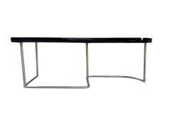 Donald Deskey MODERNIST BLACK LACQUER ART DECO CHROME TUBULAR FRAME PARTNERS DESK - 4398541