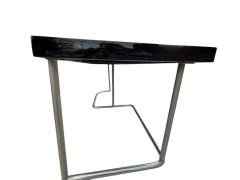 Donald Deskey MODERNIST BLACK LACQUER ART DECO CHROME TUBULAR FRAME PARTNERS DESK - 4398542