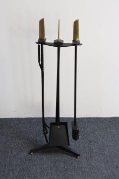 Donald Deskey Mid Century Modern Polished Brass and Iron Fireplace Tool Set by Donald Deskey - 4452903