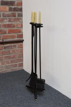 Donald Deskey Mid Century Modern Polished Brass and Iron Fireplace Tool Set by Donald Deskey - 4452907