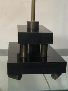Donald Deskey PAIR OF ART DECO BLACK BAKELITE AND SOLID BRONZE MACHINE AGE LAMPS - 766070
