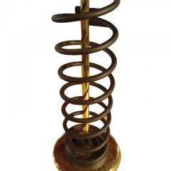 Donald Deskey Pair of Brass and Steel Coil Spring Lamps in the Manner of Donald Deskey - 2531130