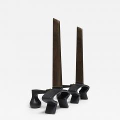 Donald Deskey Vintage Patinated Brass Sculptural Andirons by Donald Deskey - 3560851