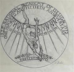 Donald Harcourt De Lue Drawing of 150th Anniversary Medal for The National Academy of Design - 3017425