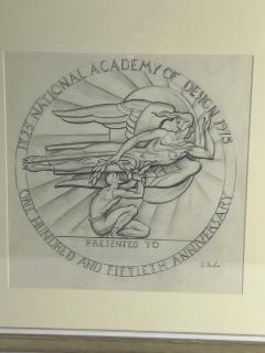Donald Harcourt De Lue Drawing of 150th Anniversary Medal for the National Academy of Design - 3016855
