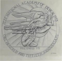 Donald Harcourt De Lue Drawing of 150th Anniversary Medal for the National Academy of Design - 3017426