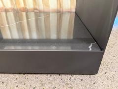 Donald Judd Two Tier Safety Wire Glass Top Brass Trim Side Tables on Casters Pair - 4619993
