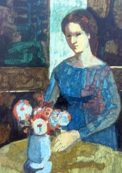 Donald Roy Purdy Woman in Blue with Flowers  - 4807597