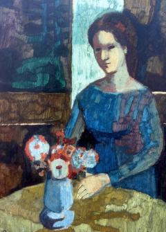 Donald Roy Purdy Woman in Blue with Flowers  - 4807601
