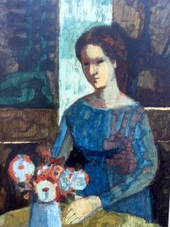 Donald Roy Purdy Woman in Blue with Flowers  - 4807602