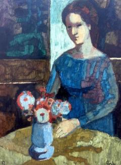 Donald Roy Purdy Woman in Blue with Flowers  - 4807604