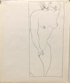 Donald Stacy Mid Century Ink Female Nude Line Drawing NYC Artist University of Paris 1953 54 - 1465615